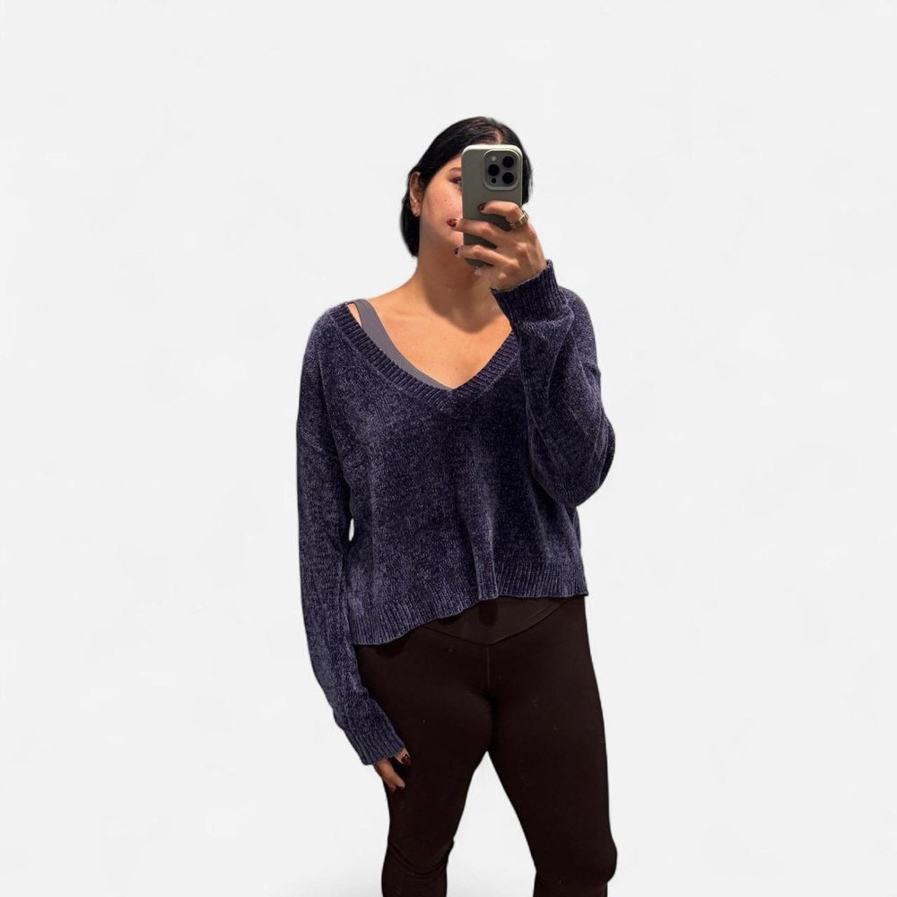 Plush Purple V-Neck Sweater